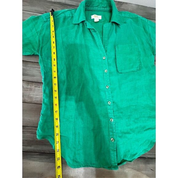 Maeve 100% Linen‎ Kelly Green Button Down Long Sleeve Lagenlook XS Anthro - Picture 11 of 13